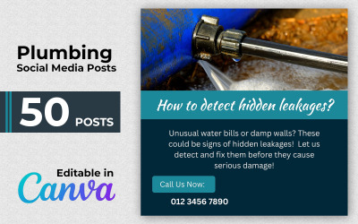 A premium bundle of 50 editable Canva templates made for plumbers - Plumbing Posts - Instagram Posts
