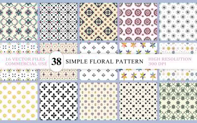 Conjunto de diseño geométrico con motivos florales sencillos | Patrón floral geométrico vectorial, vector ornamental minimalista
