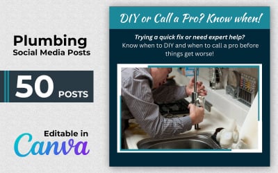 Get 50 modern social media post templates - Plumbing Posts - Instagram Posts