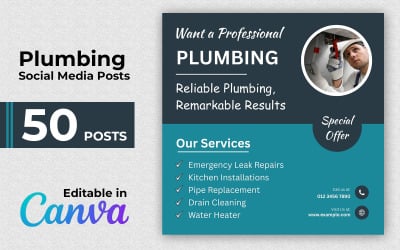 Plumbing Design Kit - 50 Instagram Posts - Social Media Posts