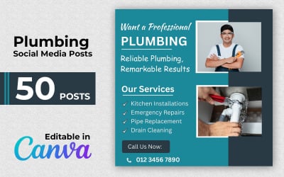 Plumbing Post Bundle - 50 Instagram Posts - Social Media Posts