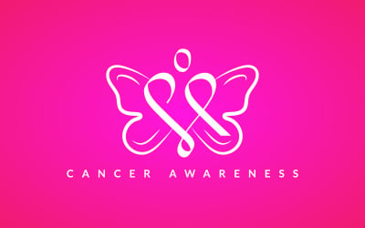 Cancer Awareness Logo Cancer Ribbon with Butterfly Logo Design