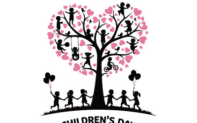 Children’s Day design silhouette vector