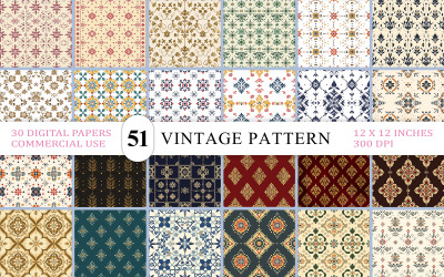 Conjunto de fondos con patrones ornamentales vintage | Paquete de patrones decorativos clásicos con texturas digitales de lujo