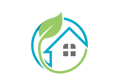 House and Leaf Logo Template Design