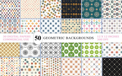Minimal Geometric Digital Paper | Geometric Seamless Pattern Background | Abstract Shape Pattern