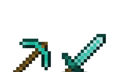 Pixel Art Holographique Épée en Acier Bleu Isolée Vecteur