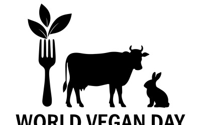 Wereld Vegan Dag silhouet vectorillustratie