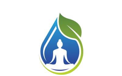 Yoga with Water Drop Concept Logo Template