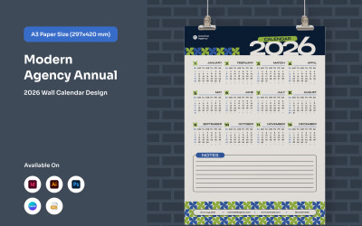 Corporate Wall Planner 2026 Modern Layout
