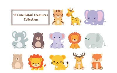 13 Cute Safari Creatures Collection