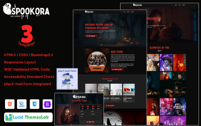 Spookora – šablona víceúčelové HTML vstupní stránky na Halloween