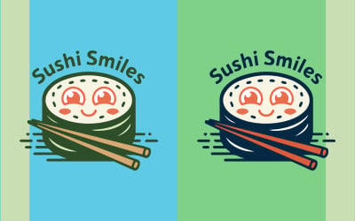 Sushi Mood Logo moderno e minimalista per il rotolo di sushi