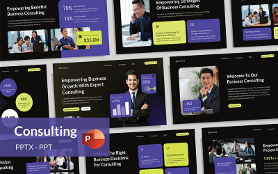 Blue Green Business Consulting PowerPoint Template