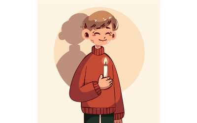 Menino de desenho animado segurando vela