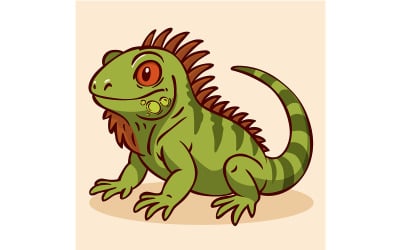 Green Lizard Cartoon (flat design)