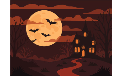 Casa Mal-Assombrada com Lua Cheia