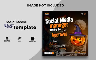 Halloween Social Media Manager Funny Skeleton Poster