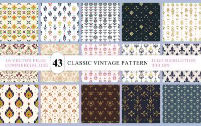 Набор векторных ботанических орнаментов. Роскошная коллекция цветочных и дамасских узоров.