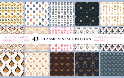 Ornamental Botanical Pattern Vector Bundle Luxury Floral &amp;amp; Damask Pattern Collection