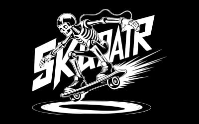 Skateboarding-Skelett mit Edrine Noberts Typografie - Vektor-Illustration T-Shirt