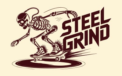 Skateboarding-Skelett-Vektorillustration für T-Shirt-Design und Streetwear-Branding