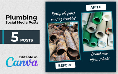 Before After Plumbing Pack - Befire and After Social Media Posts - Canva Editable - Instagram Posts