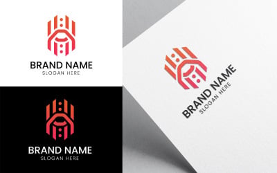 Letter H geometric business logo-983