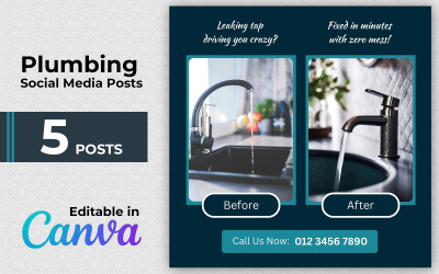 Plumbing Before After Posts - Befire and After Social Media Posts - Canva Editable - Instagram Posts