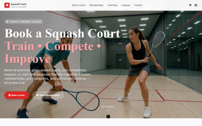 SlaPio Squash Court – One-Page Responsive HTML Template
