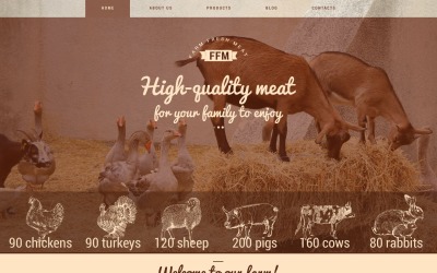 "Farm Fresh Meats" - адаптивний WordPress шаблон №54939