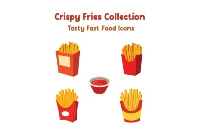 Colección de papas fritas crujientes: íconos de comida rápida deliciosa