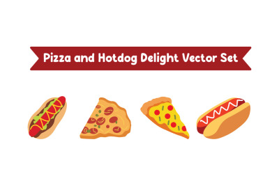Conjunto de vetores de fast food para pizza e cachorro-quente