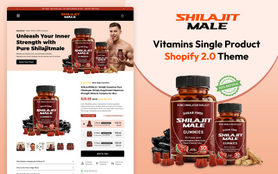 Shilajit Male - Witaminy, pojedynczy produkt, uniwersalny motyw Shopify