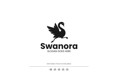 Silhouette Modern Swan Logo Design