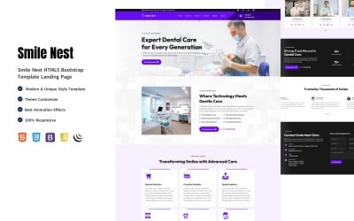 Smile Nest – Bootstrap 5 ile Modern Diş Kliniği ve Tıbbi Açılış Sayfası Şablonu