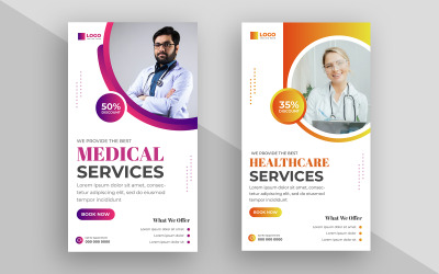 Modèle d&amp;#39;histoire pour les réseaux sociaux médicaux et de soins de santé Ver-3