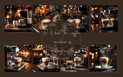 Mientras la máquina de café está haciendo café