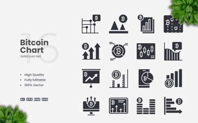 16 个比特币图表实心图标集