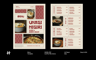 Japanese Restaurant Menu template