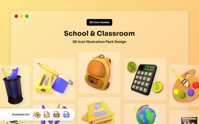 School and Classroom 3D Icon Pack