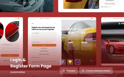 Inloggnings- och registreringsformulär för fordon UI-kit - Webb och mobil