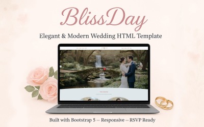 BlissDay – Елегантний та сучасний весільний HTML-шаблон