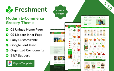 Freshment - Tema moderno para e-commerce de supermercado - Modelo Figma