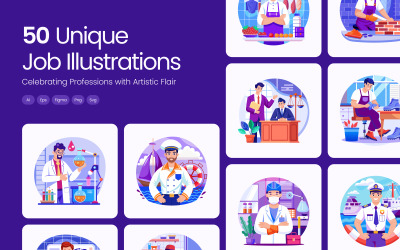 Conjunto de ilustraciones de trabajos