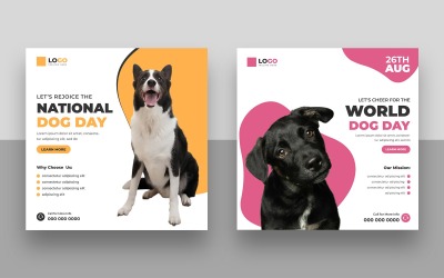 Modèle de publication pour les réseaux sociaux pour la Journée du chien, version 1