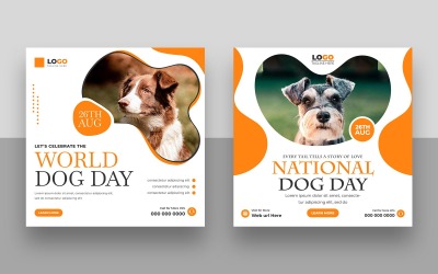 Modello di post sui social media per il giorno del cane, versione 2