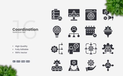 16 Coordination Solid Icons Set