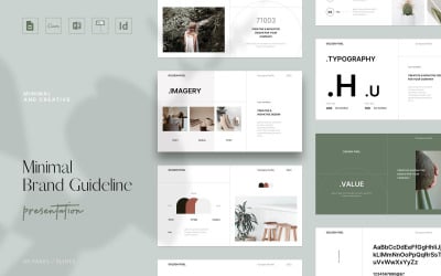 Minimale merkrichtlijnsjabloon met Canva, PowerPoint, Keynote en Google Slides