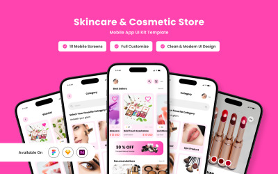 Glamify - 护肤及化妆品商店移动应用设计模板